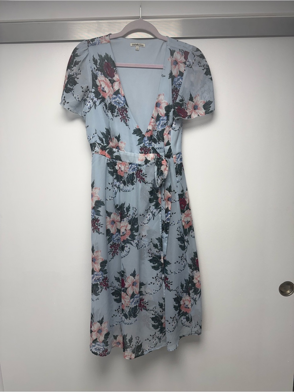 Charlotte Russe Light Blue Floral Wrap Dress